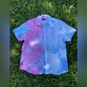 Banana Republic Linen Button Up. Custom Cloud Dye piece